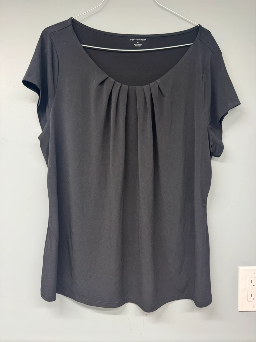 Worthington Black Pleated Top 3X