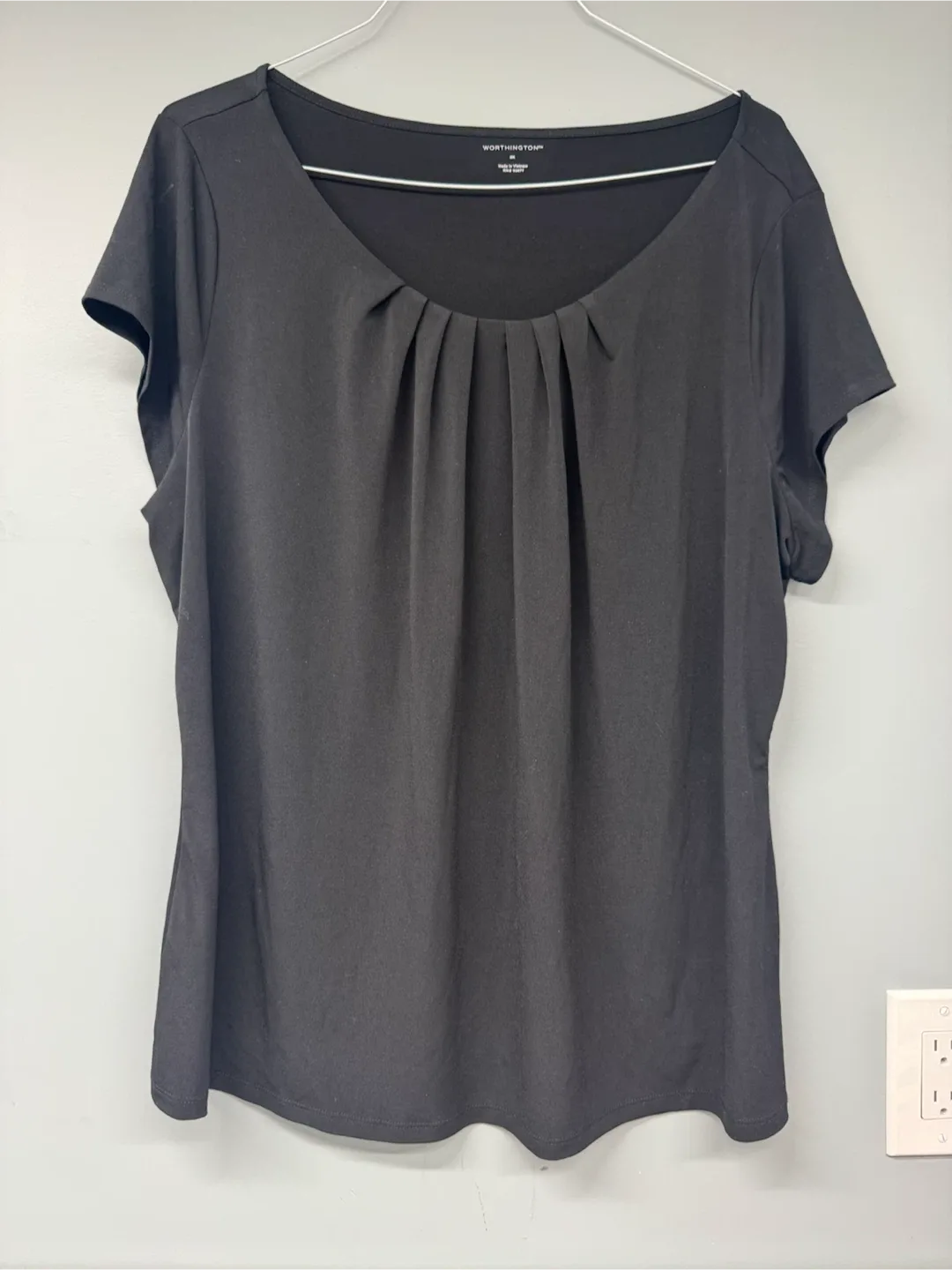 Worthington Black Pleated Top 3X