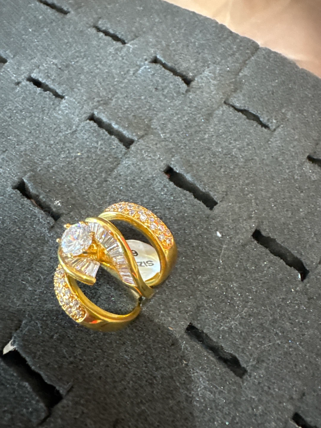 Gold-tone Statement Ring with Crystals