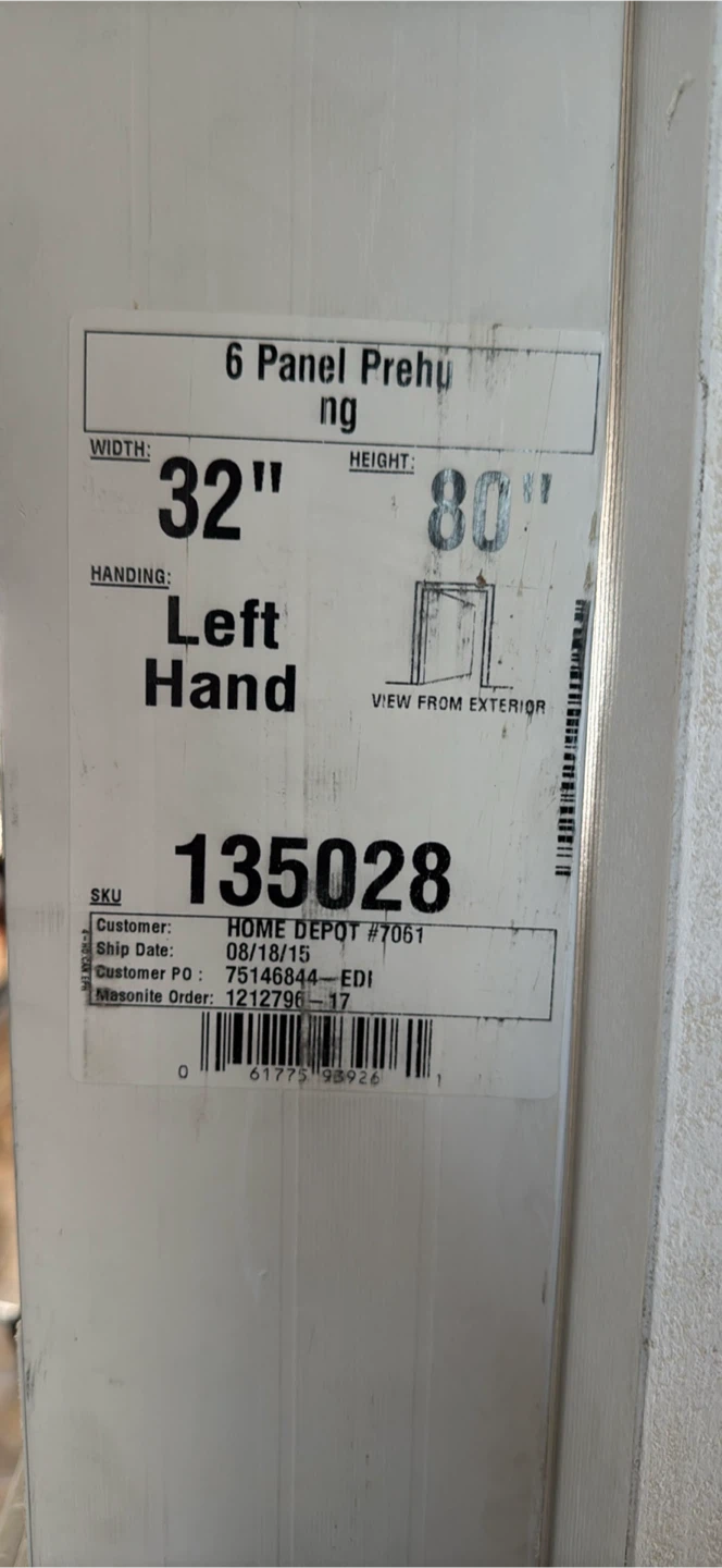 Masonite 6-Panel Left-Hand Prehung Door