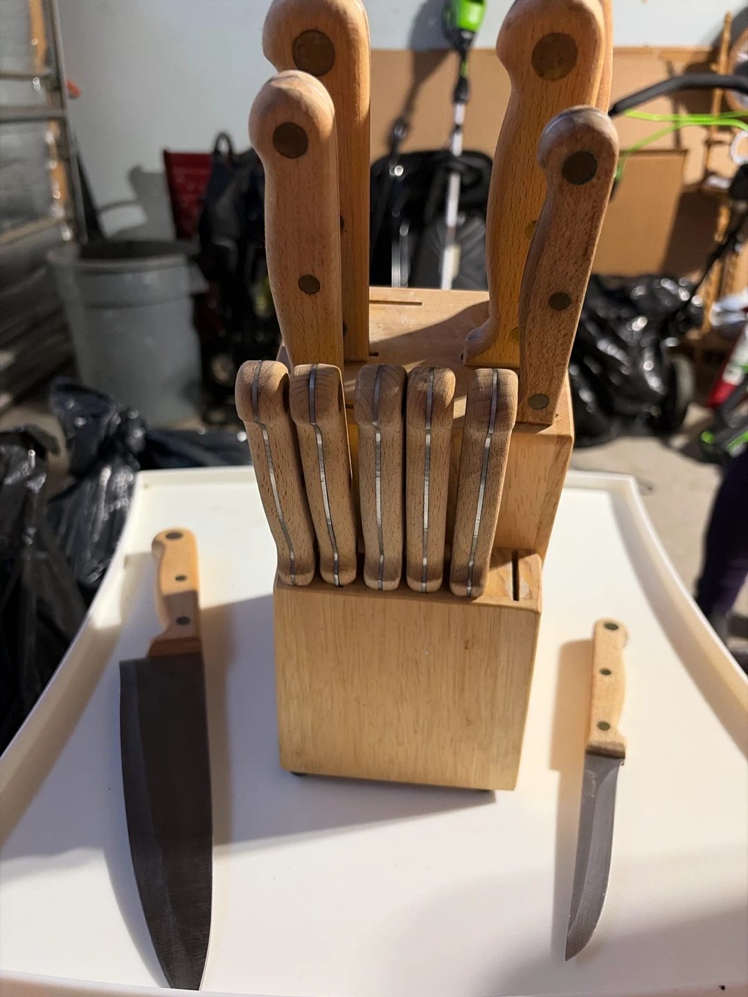 Wooden Handle Knife Set with Storage Block