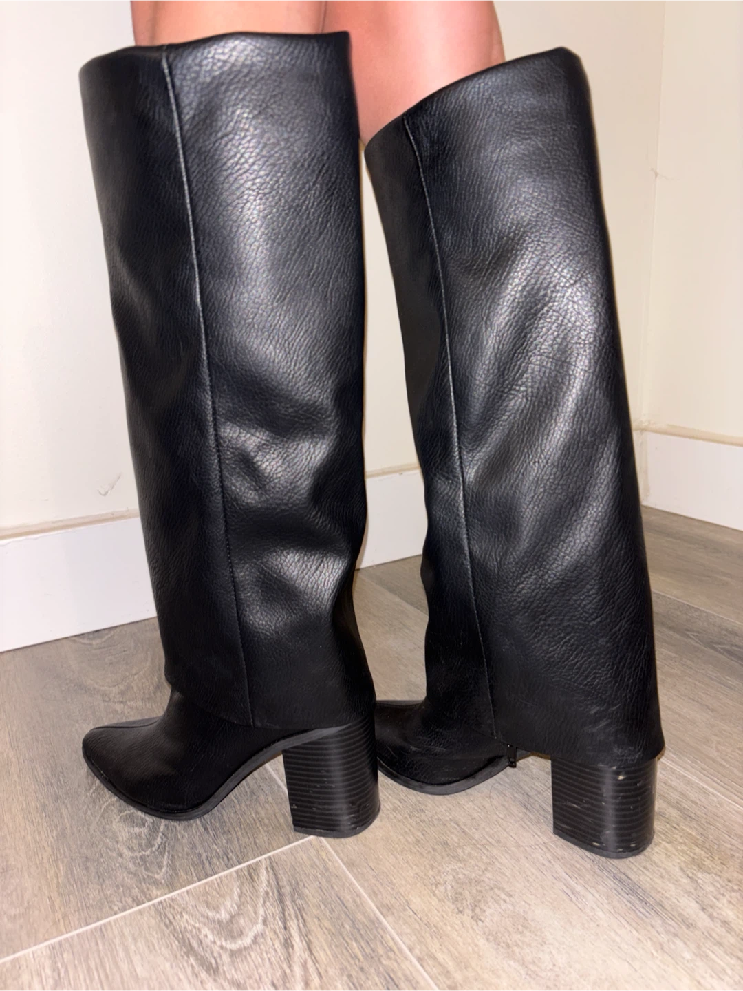 Black Leather Knee-High Boots - photo 2
