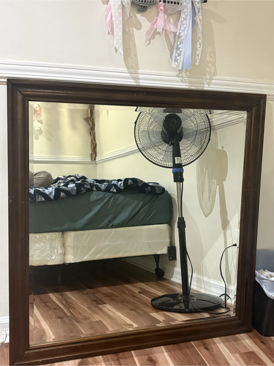 Large Wood Framed Wall Mirror