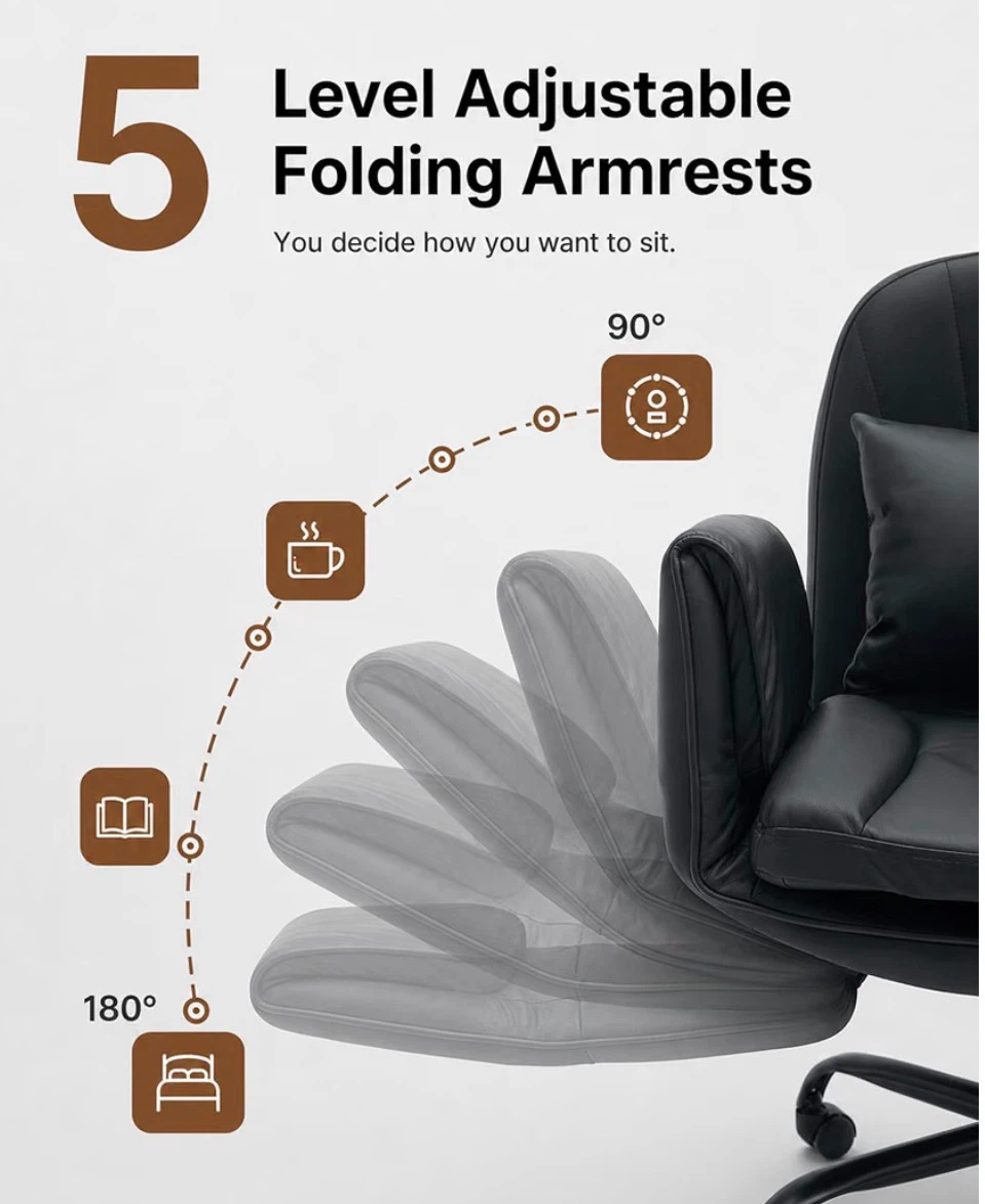 Vonilli Black PU Leather Swivel Office Chair - photo 5