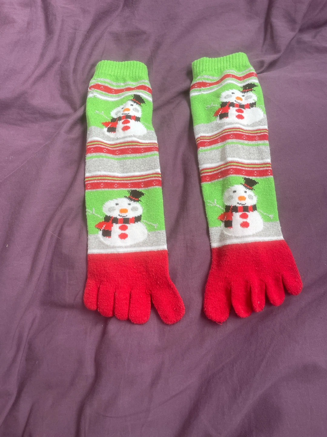 Funky Christmas Snowman Toe Socks