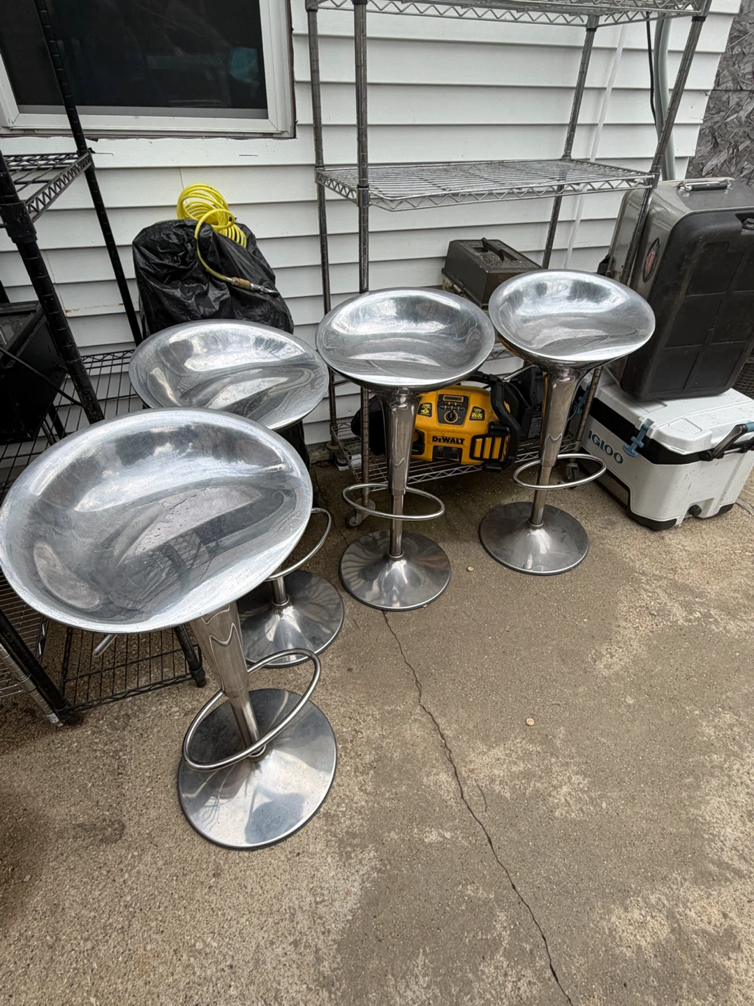 Set of 4 Adjustable Metal Bar Stools