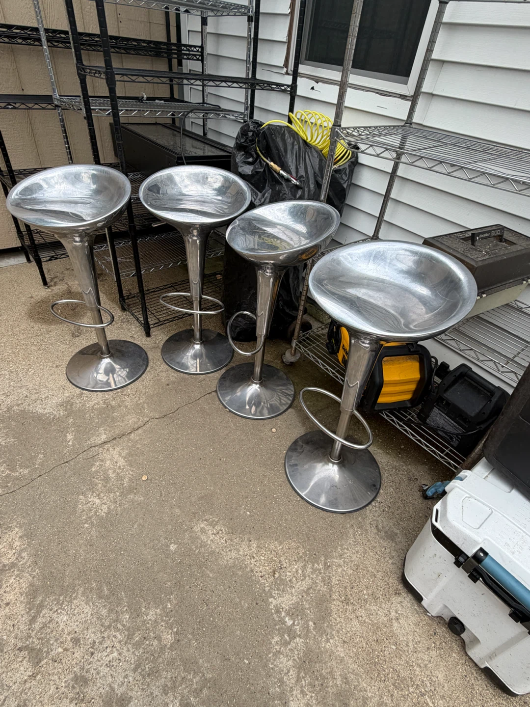 Set of 4 Adjustable Metal Bar Stools - photo 2