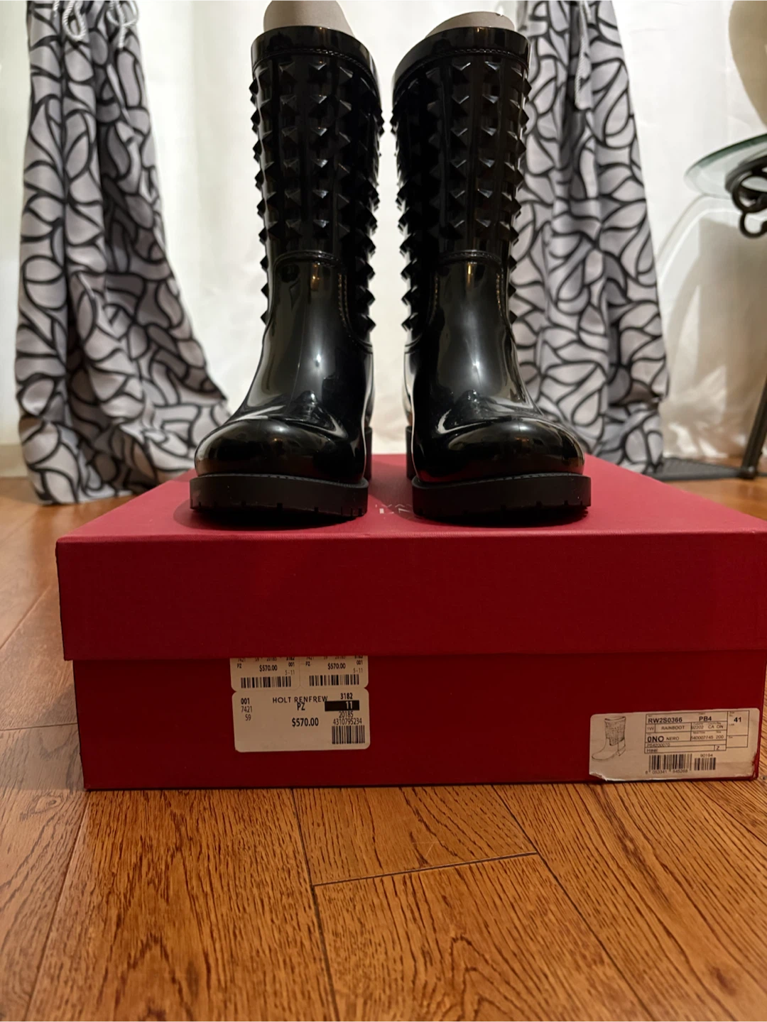 Valentino Garavani Black Studded Rainboots