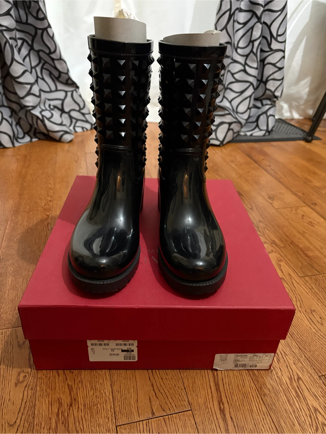 Valentino Garavani Black Studded Rainboots - photo 2