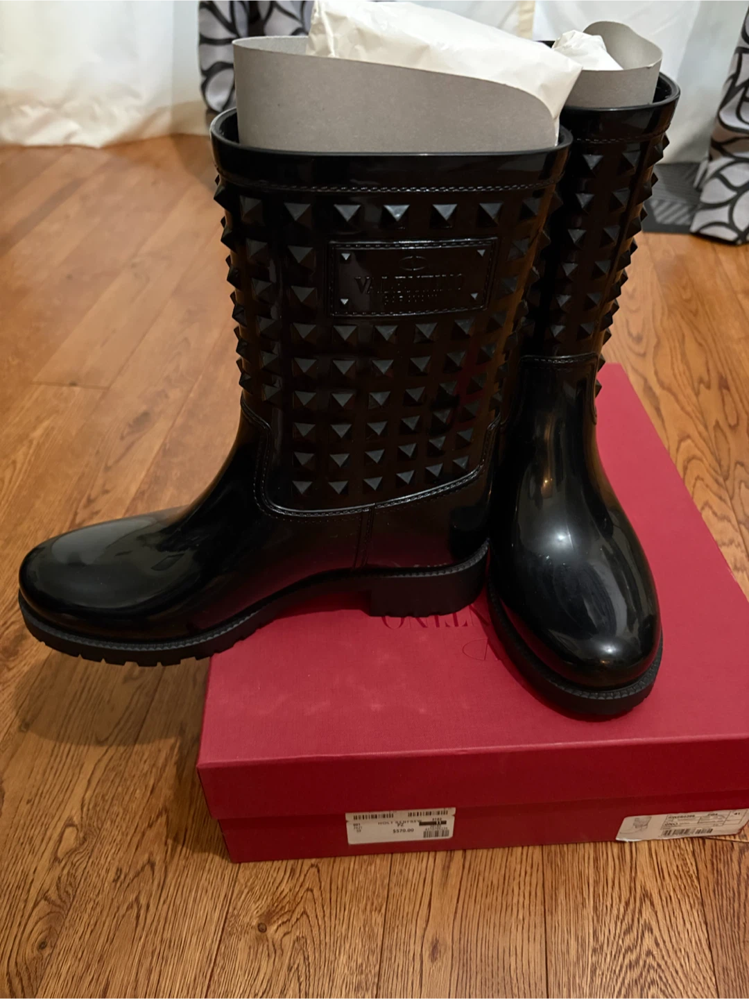 Valentino Garavani Black Studded Rainboots - photo 3