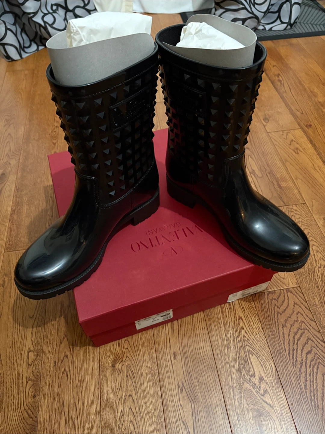 Valentino Garavani Black Studded Rainboots - photo 4