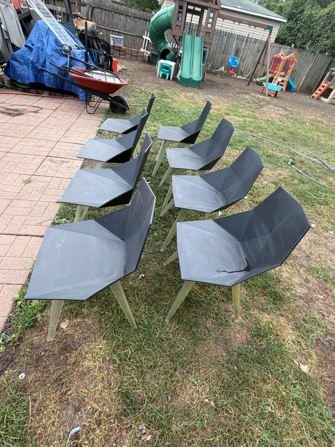 Set of 8 Geometric Dining Chairs