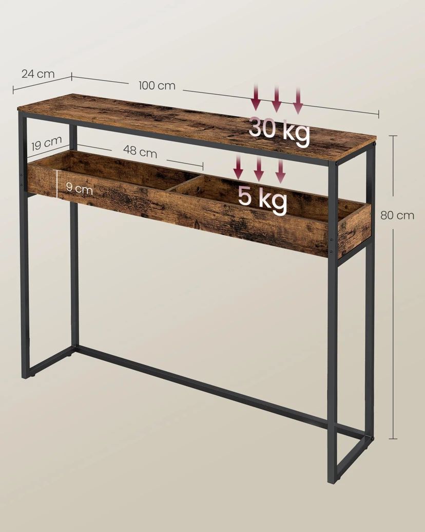 2-Tier Entryway Table, Narrow Console Table - photo 3