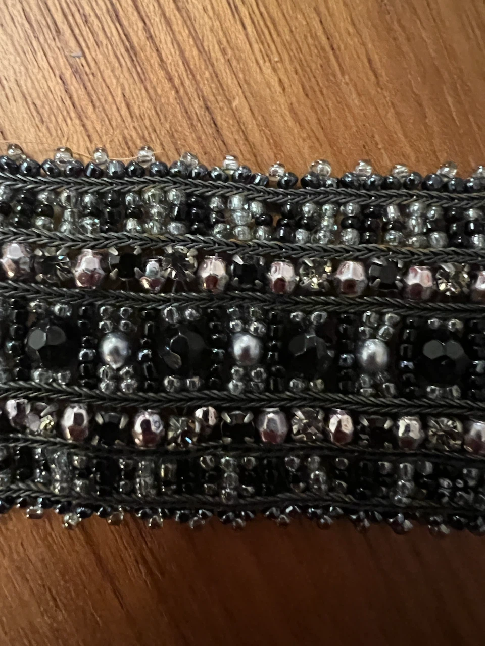 Handmade Black and Silver Beaded Statement Bracelet - photo 4