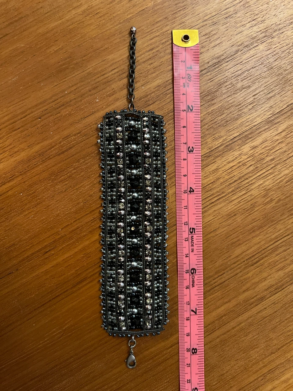 Handmade Black and Silver Beaded Statement Bracelet - photo 5