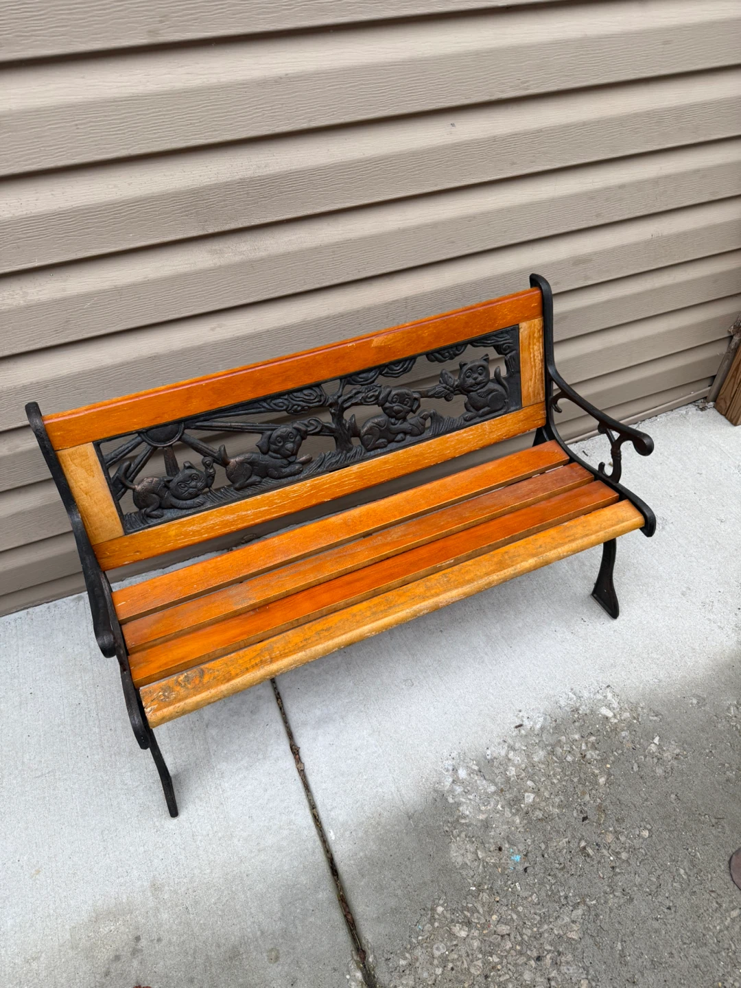 Cast Iron and Wood Outdoor Bench