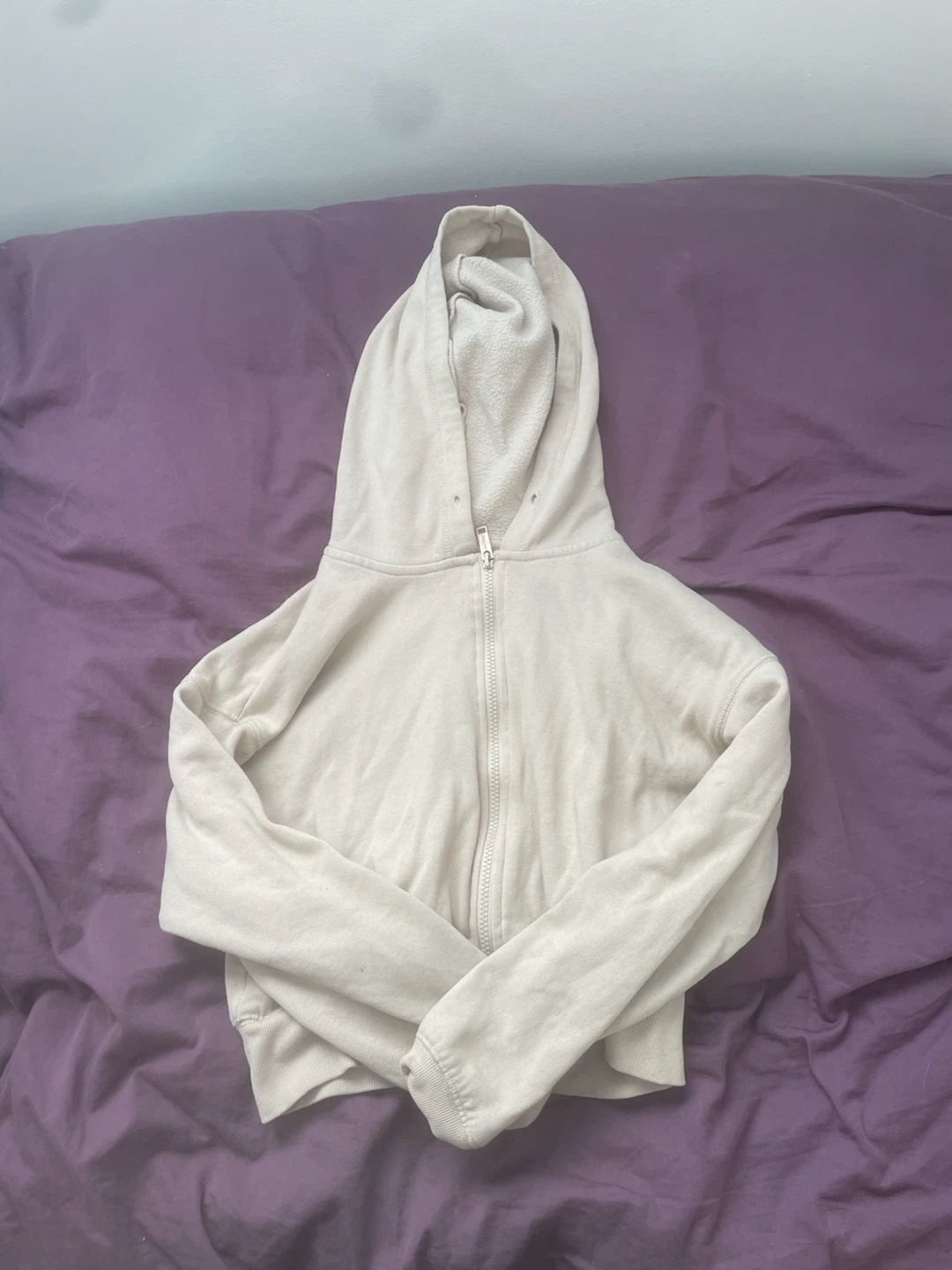 Brandy Melville Beige Zip-Up Hoodie