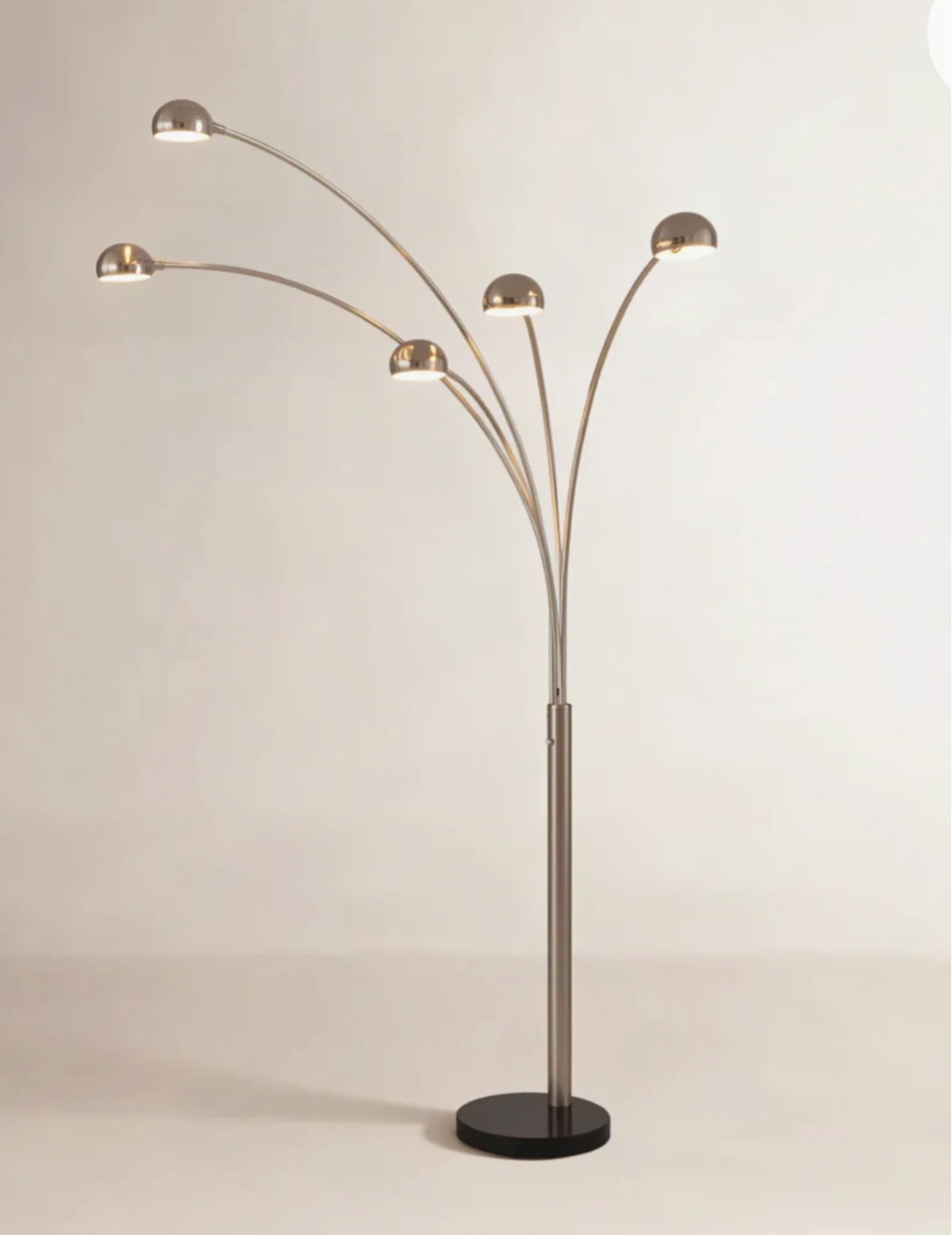 Five-Light Brushed Nickel Arc Floor Lamp