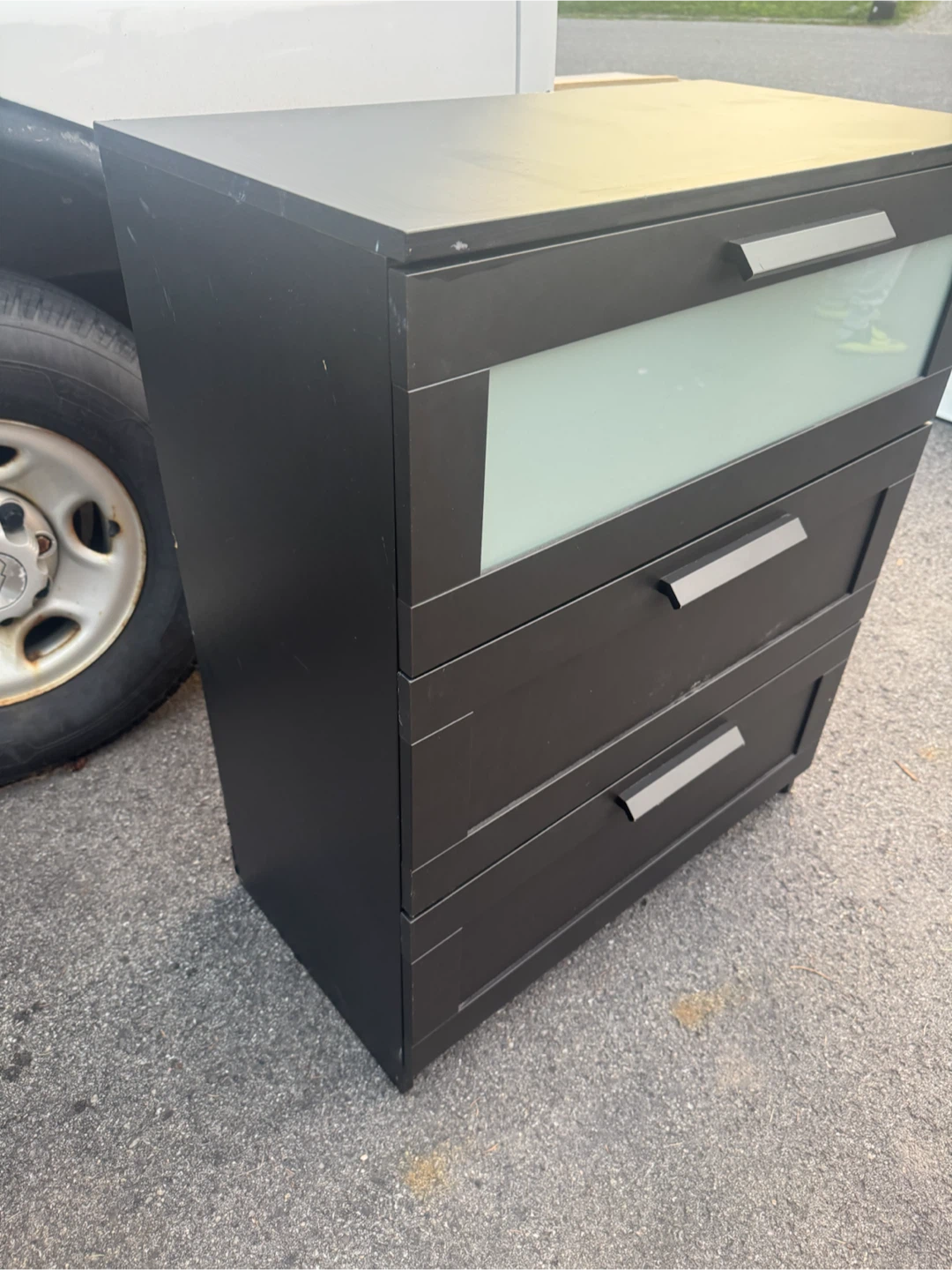 Black 3-Drawer Dresser with Glass Accent - photo 2
