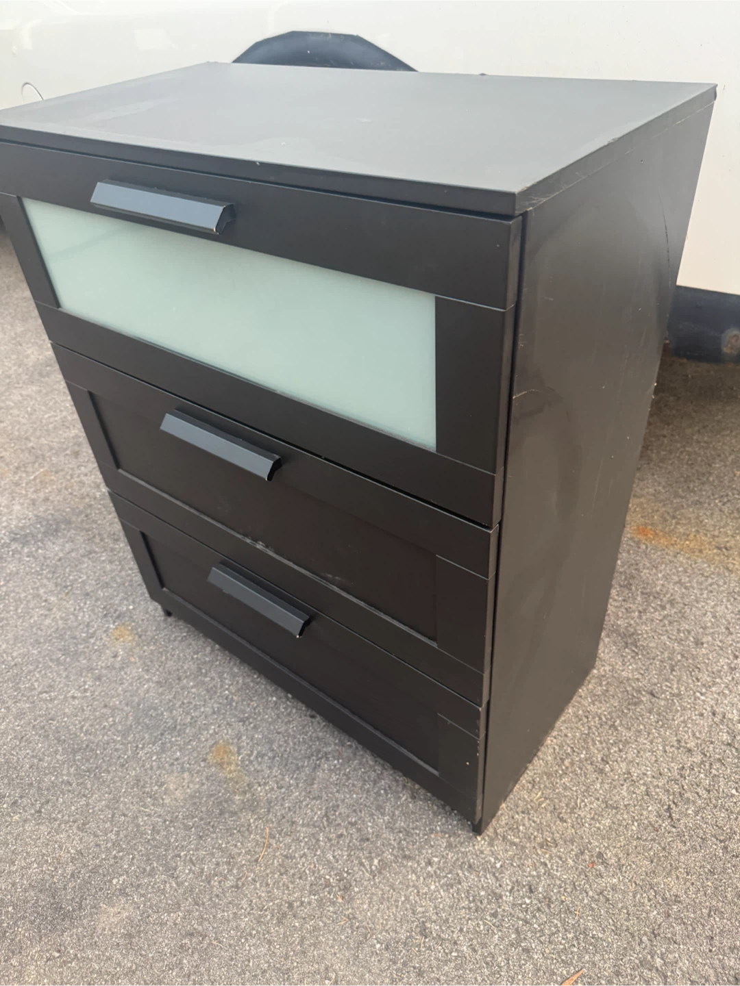 Black 3-Drawer Dresser with Glass Accent - photo 3