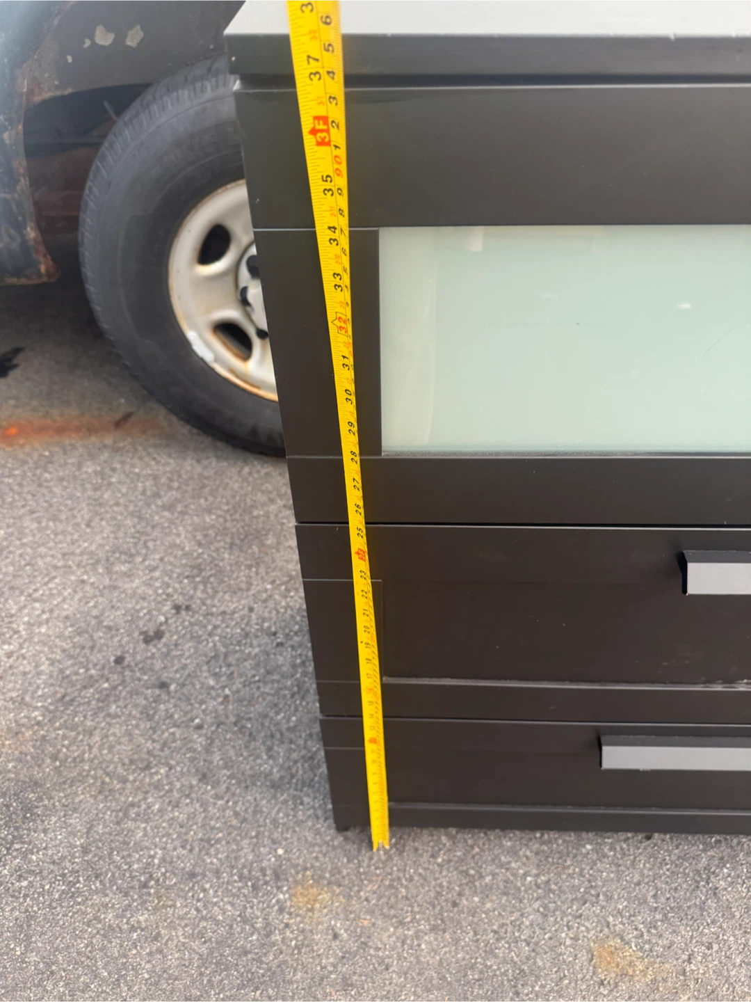 Black 3-Drawer Dresser with Glass Accent - photo 5