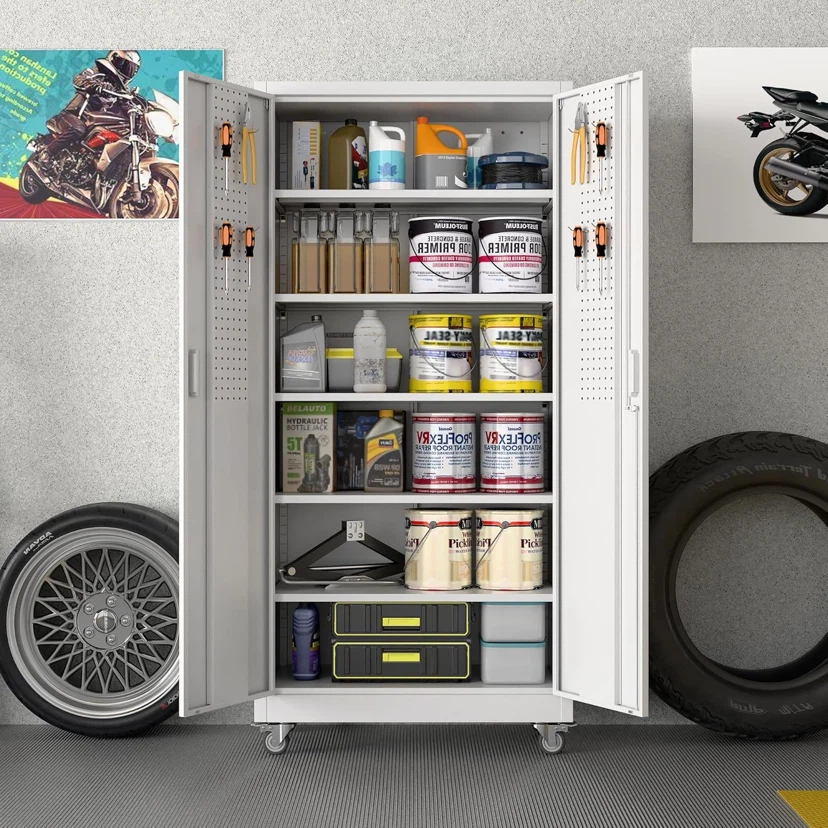 71"H rolling steel cabinet with 5 adjustable shelves - photo 2
