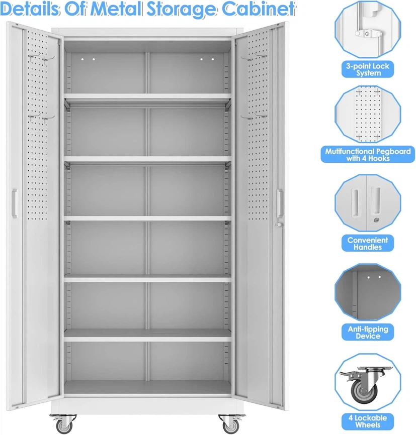 71"H rolling steel cabinet with 5 adjustable shelves - photo 4