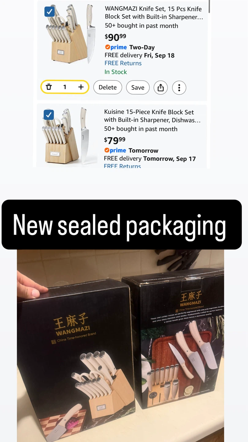 WANGMAZI 15-Piece Knife Block Set