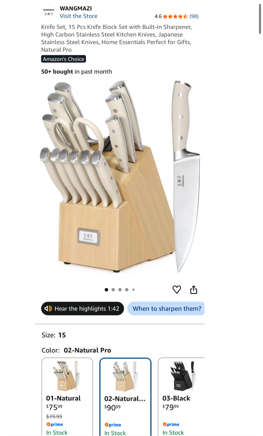 WANGMAZI 15-Piece Knife Block Set - photo 3