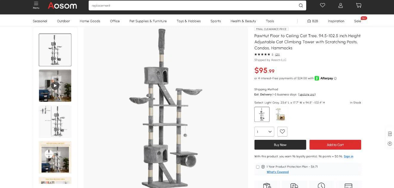 NEW • HUGE • PawHut ClimbingTower CondosHammockScratch POST