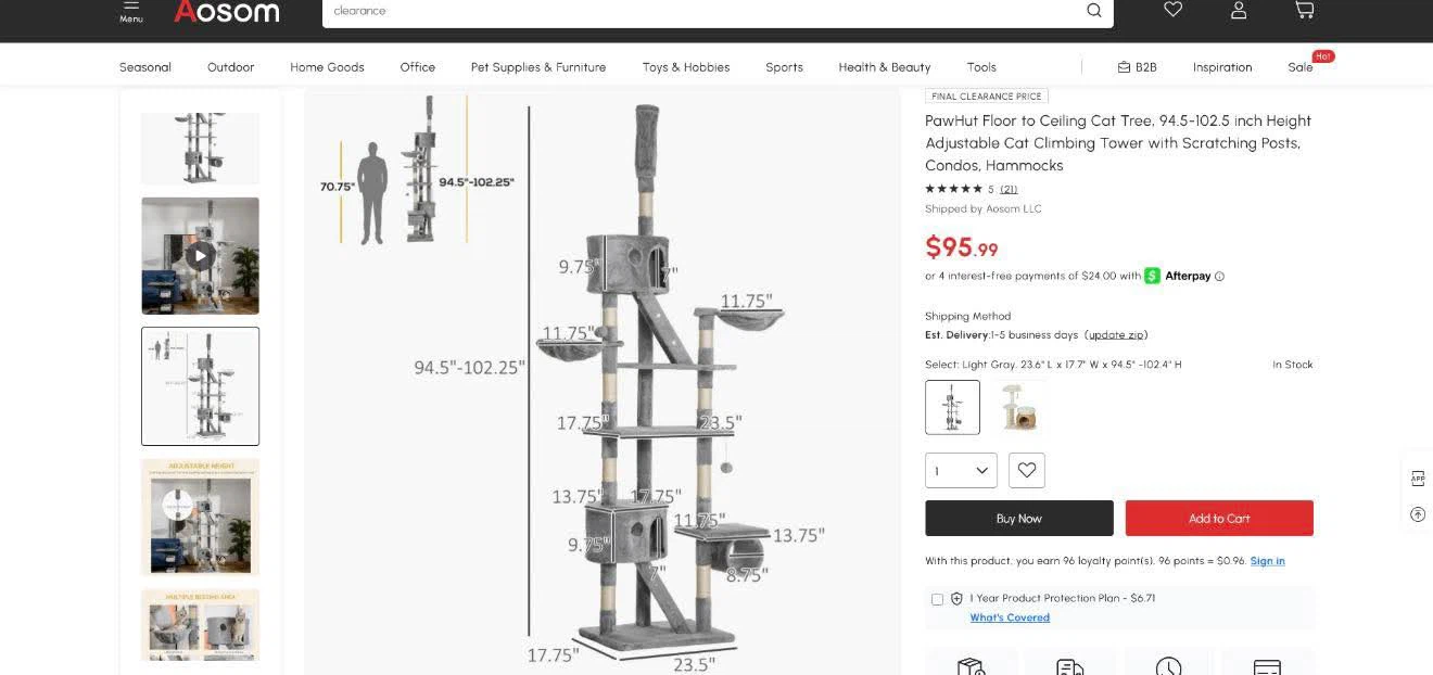 NEW • HUGE • PawHut ClimbingTower CondosHammockScratch POST - photo 2