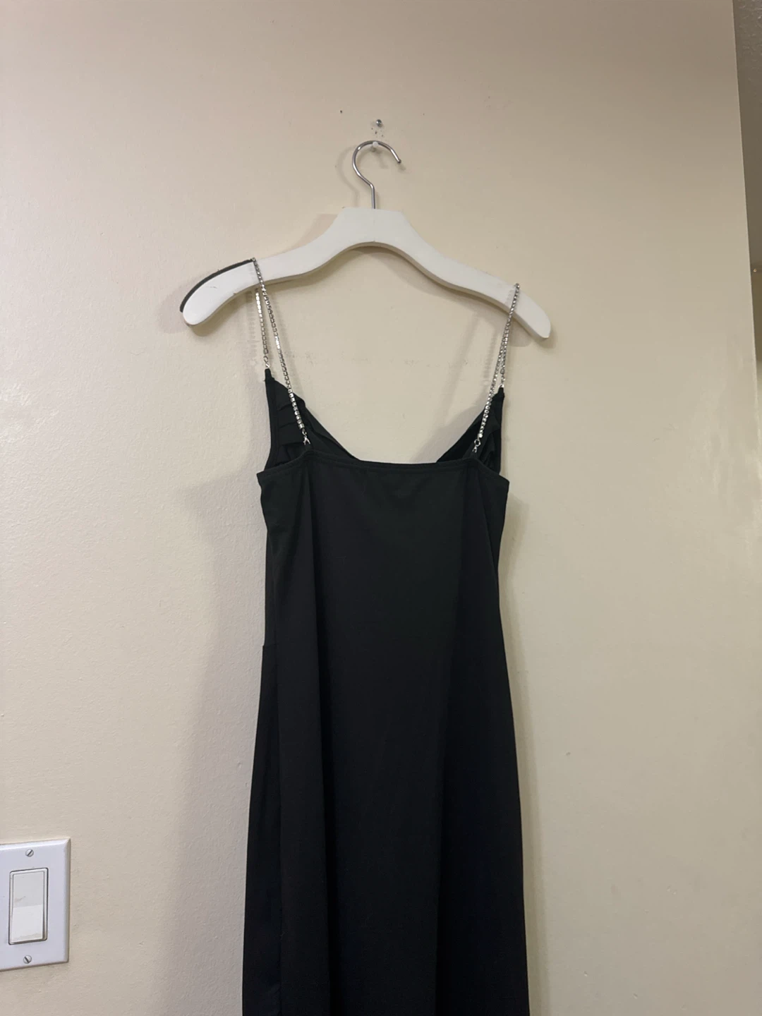Black Maxi Dress with Rhinestone Straps