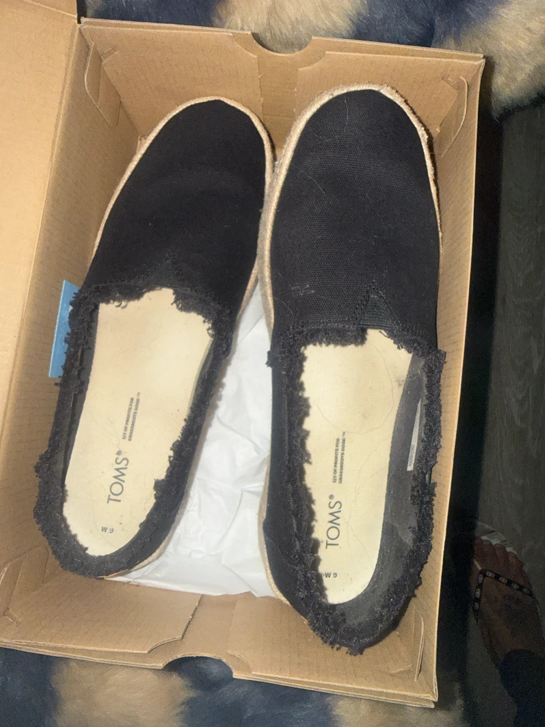 TOMS Alp Platform Espadrilles - Black - Size 9