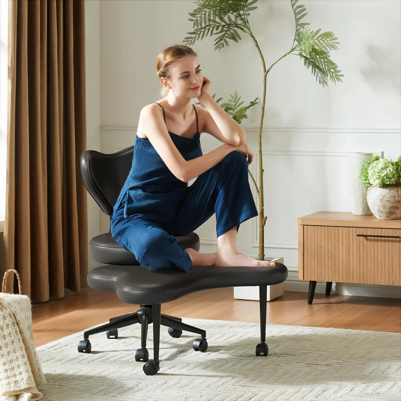 Pinmoco Ergonomic Cross Legged Chair, 360° with Wheels