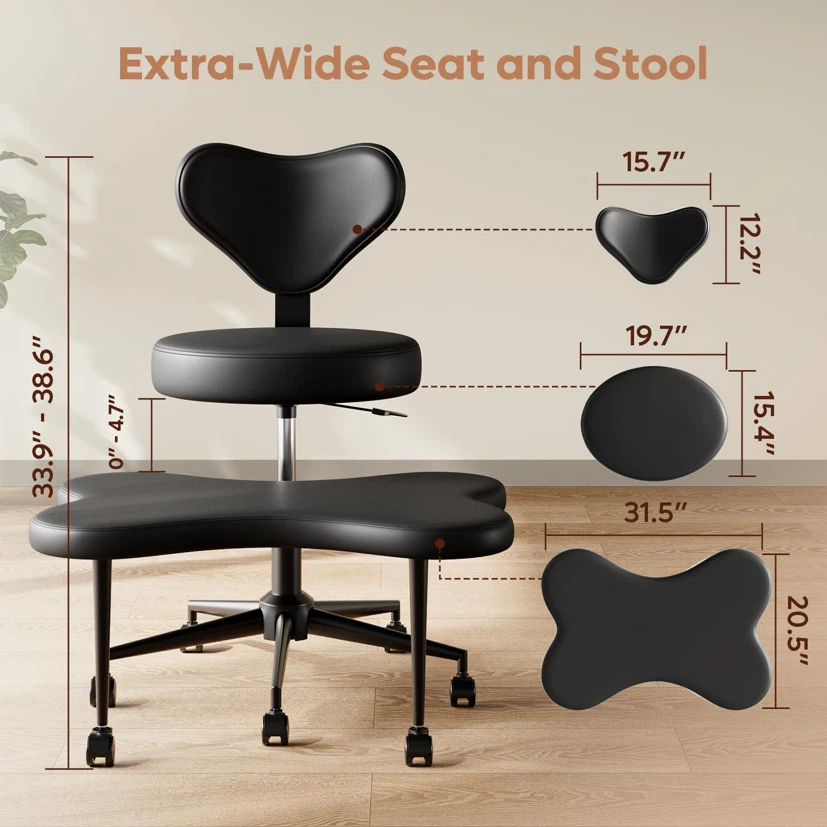 Pinmoco Ergonomic Cross Legged Chair, 360° with Wheels - photo 2