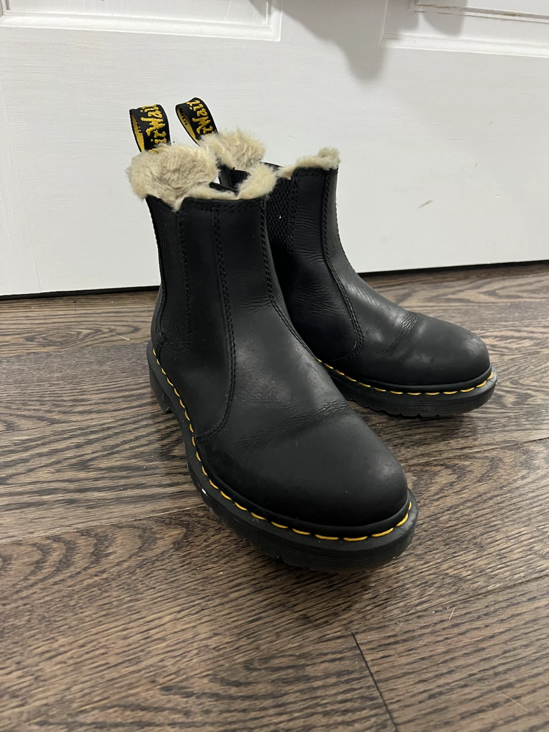 Dr. Martens Black Faux Fur Lined Boots US 6