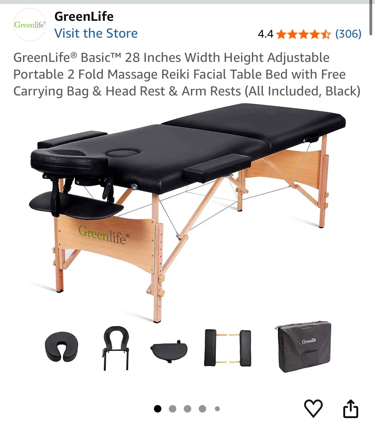GreenLife Portable 2-Fold Massage Table - Black - photo 3