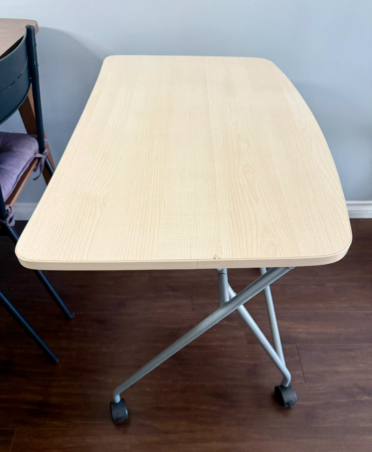 Light Wood Foldable Desk with Casters - photo 3