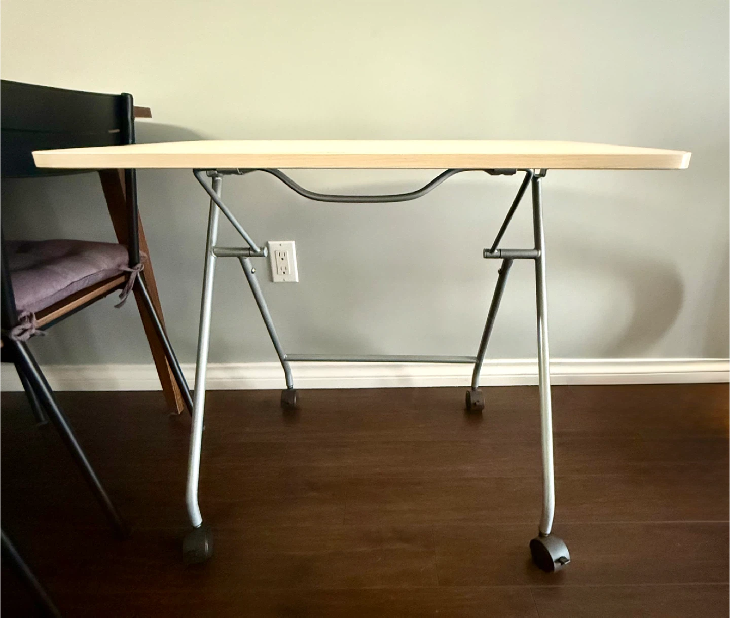 Light Wood Foldable Desk with Casters - photo 4