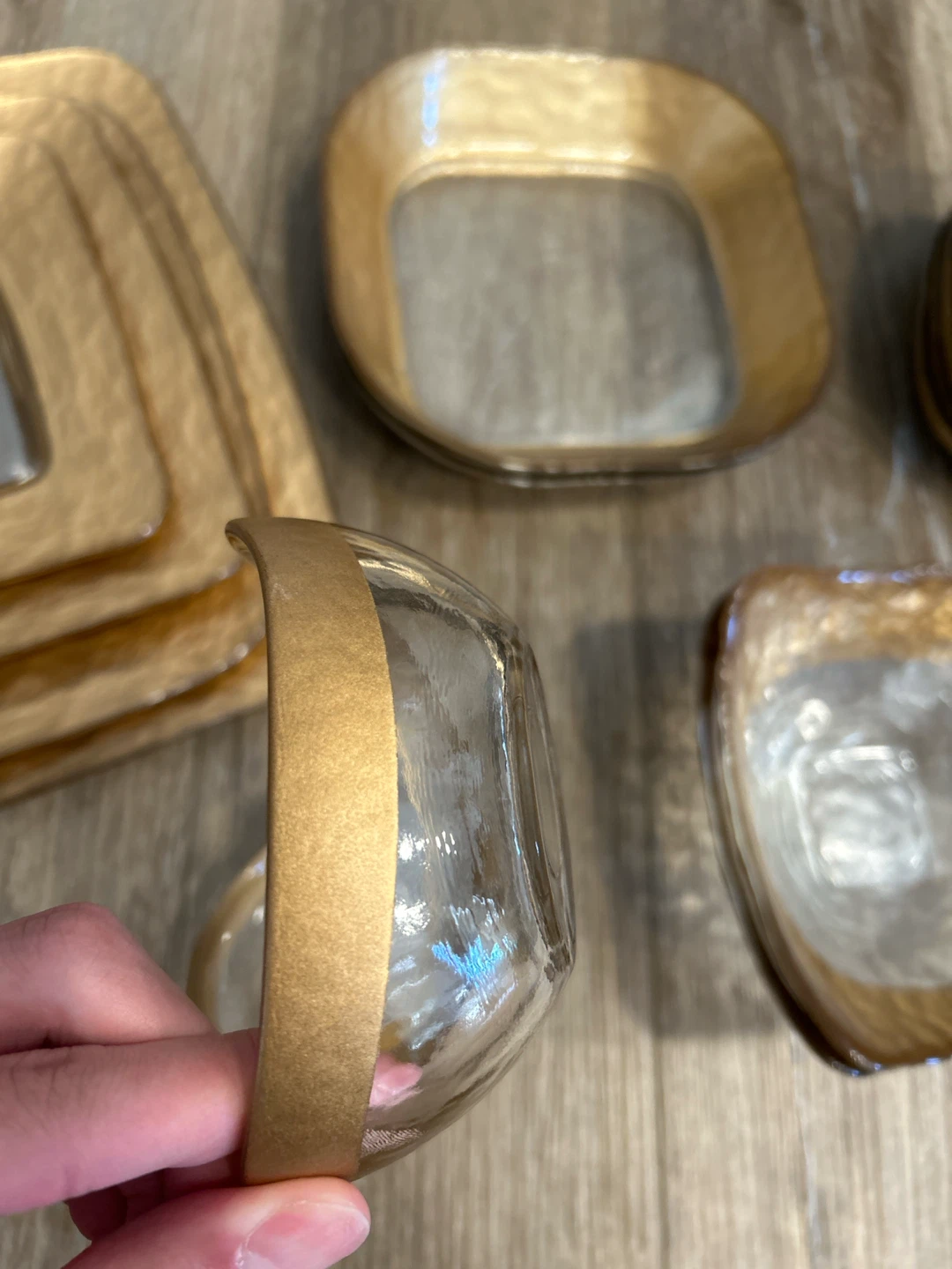 Entire set of gold-rimmed glass dinnerware - photo 2
