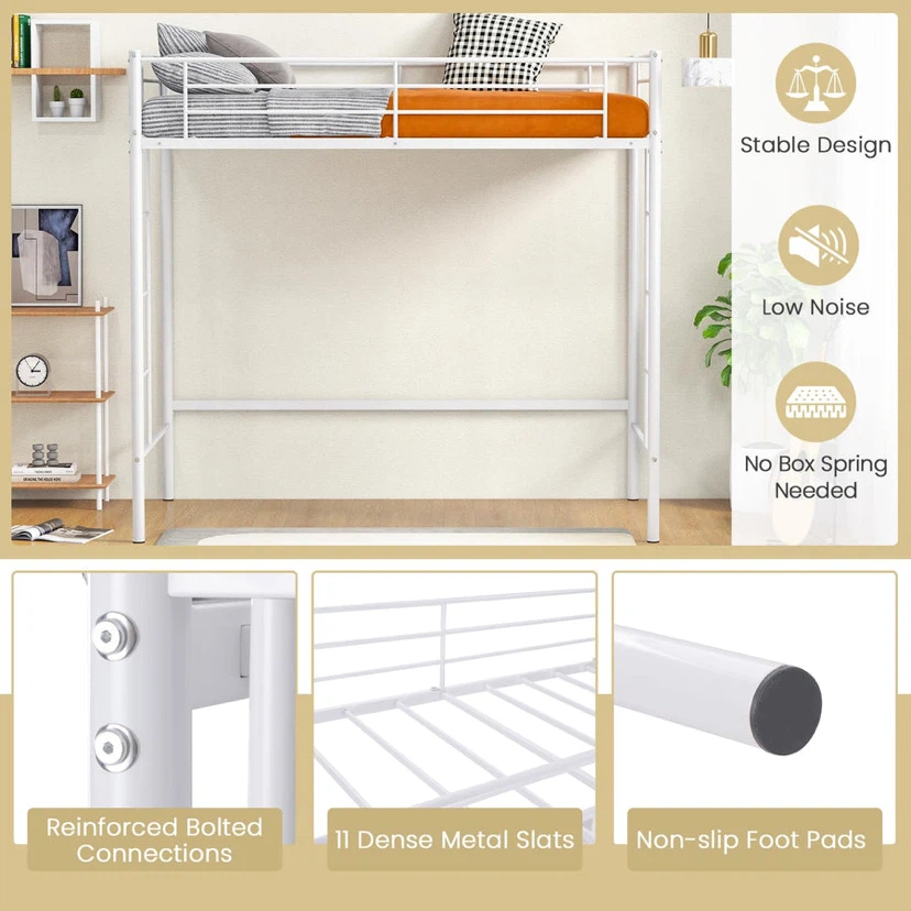 KOMFOTT Twin Size Metal Loft Bed with Both Side Ladders - photo 3