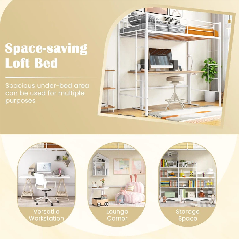 KOMFOTT Twin Size Metal Loft Bed with Both Side Ladders - photo 5