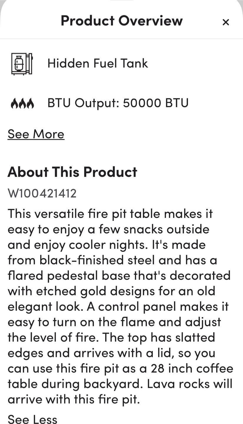 28 Inch Black Steel Fire Pit Table - photo 2