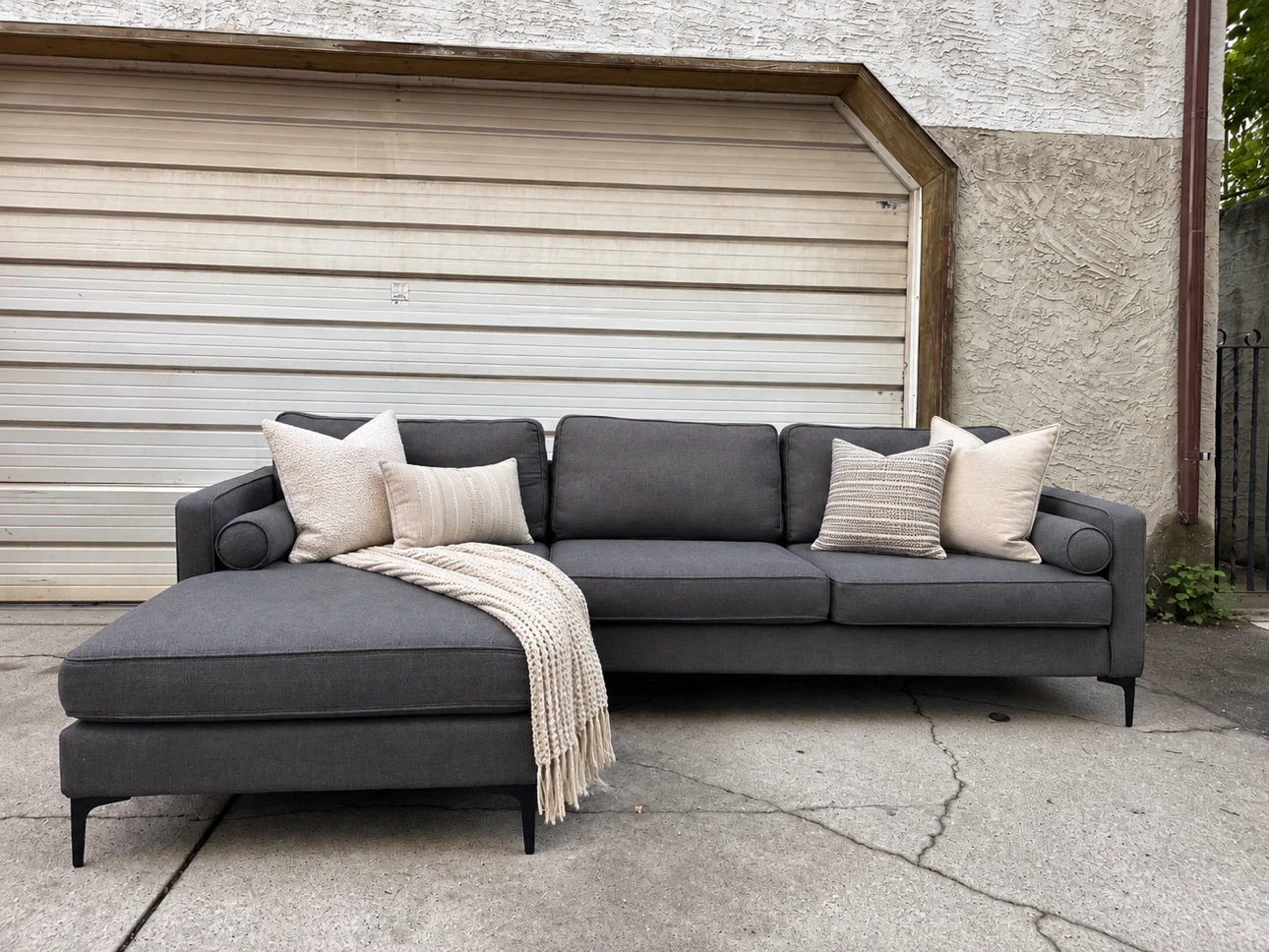 Royal Furniture Modern Sectional w/ Chaise Dark Grey - photo 2