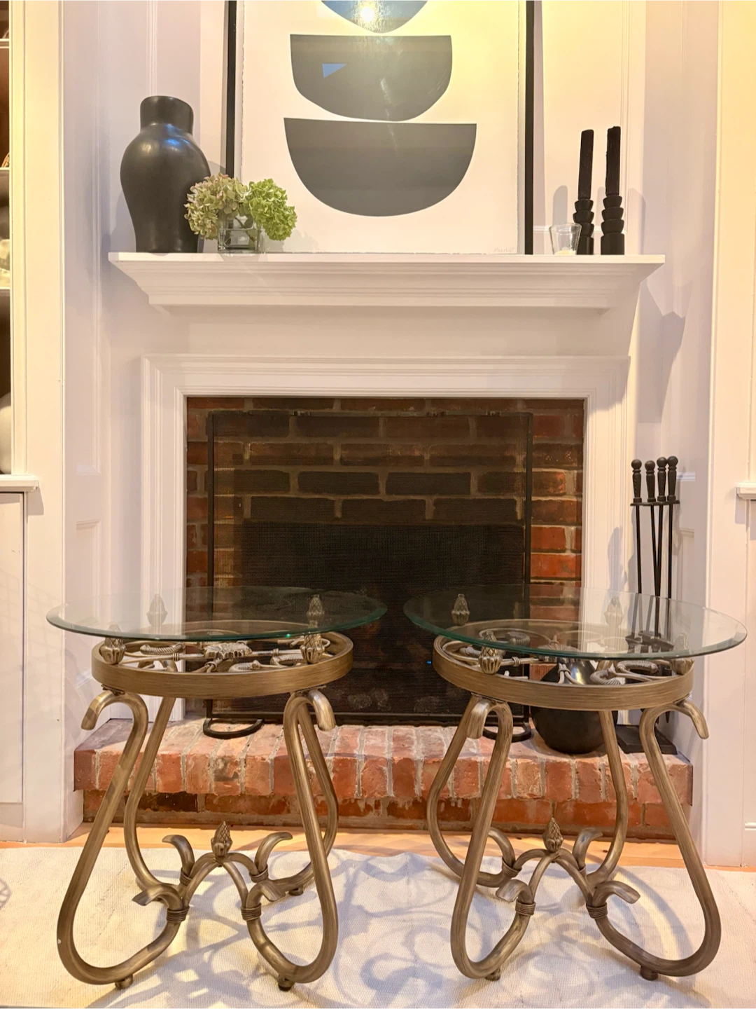 Set of Two Vintage-Style Glass Top End Tables - photo 2