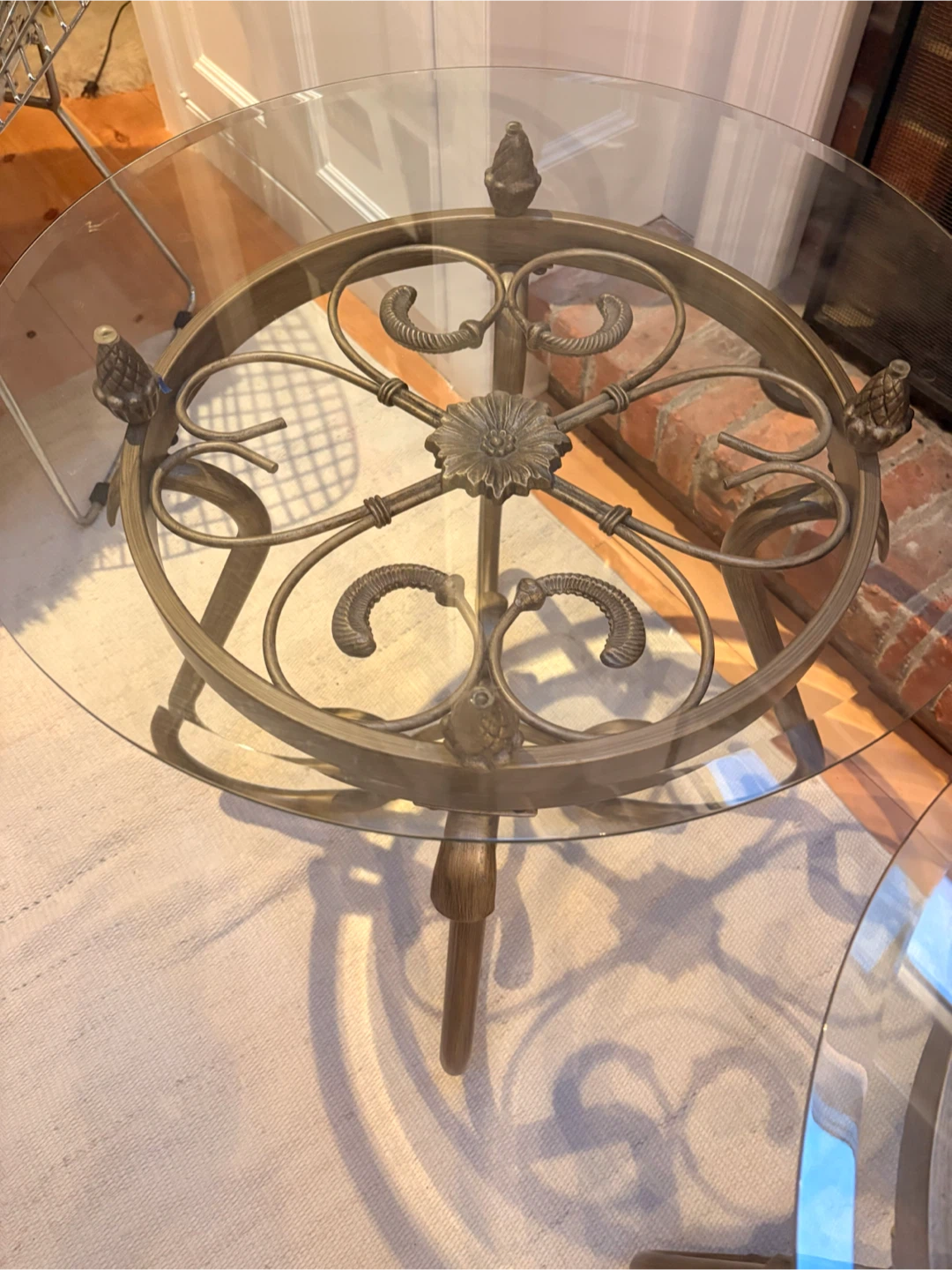 Set of Two Vintage-Style Glass Top End Tables - photo 3
