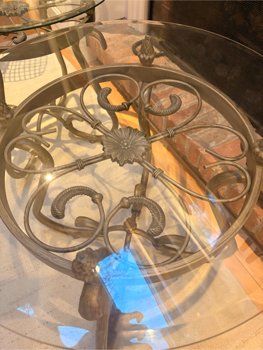 Set of Two Vintage-Style Glass Top End Tables - photo 4