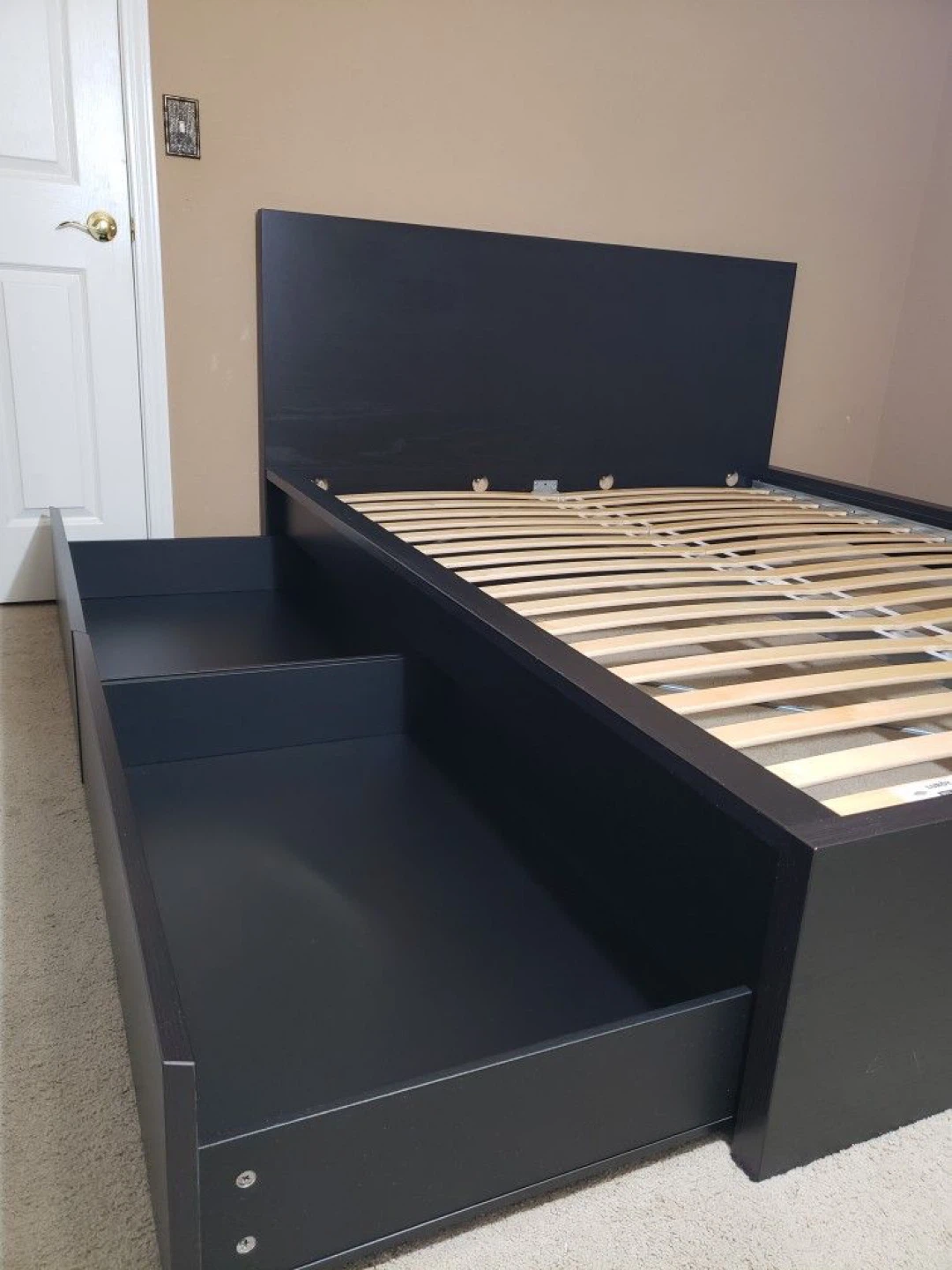 Queen Size Black Brown IKEA Malm Bed Frame + 2 Drawers - photo 2