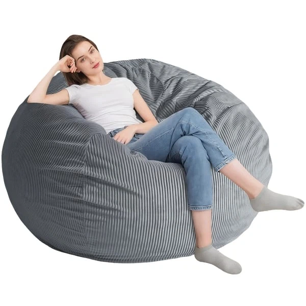 Extra Large Bean Bag Chair for,Round Corduroy Sofa,Grey