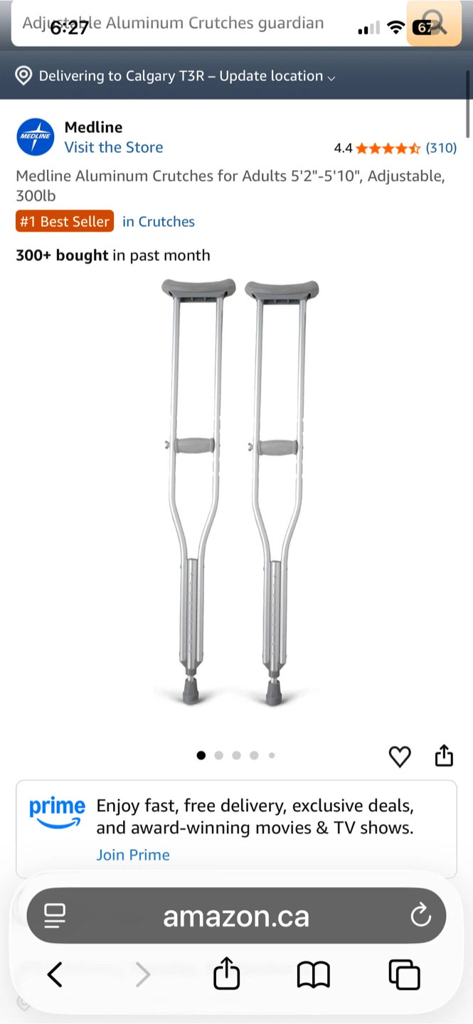 Adjustable Aluminum Crutches - photo 4